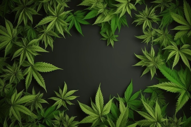 Lege mockup met groene cannabisbladeren generatieve ai