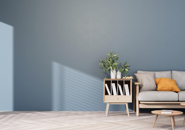 Lege muur mock up in minimalistisch interieur met pastelkleuren