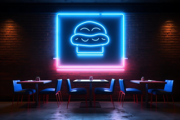 lege neonlichtrestaurantmuur voor logo