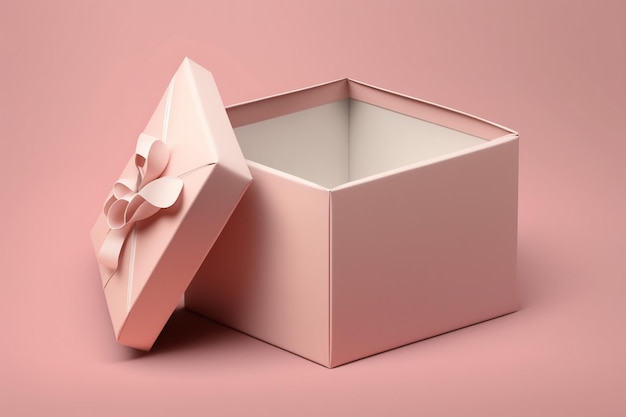 Lege open geschenkdoos verjaardag verrassingspakket geïsoleerd op viering pinkbackground met gelukkige kerst leeg nieuwjaar jubileumcadeau verpakking of minimale product creatieve winkelprijs