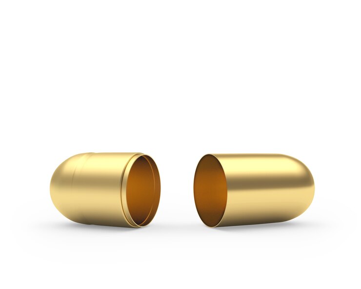 Foto lege open gouden capsule