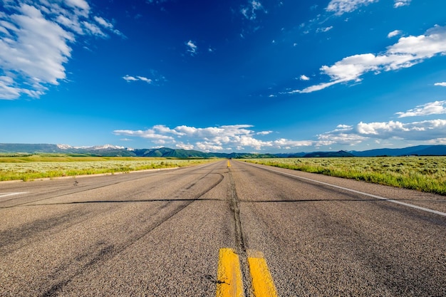 Lege open snelweg in Wyoming