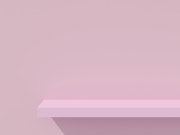 Lege planken pastel roze 3D-rendering