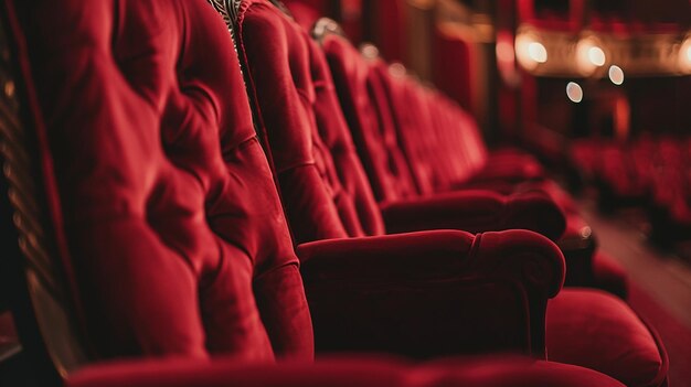 lege rode fluweel theater stoelen close-up rijen