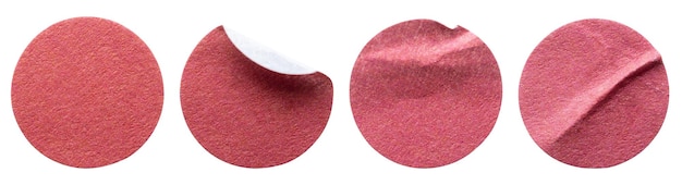 Lege rode ronde zelfklevende papieren sticker label set geïsoleerd op witte achtergrond