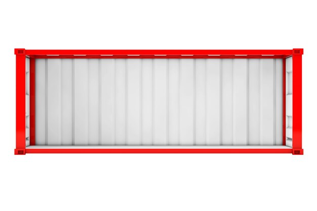 Lege rode verzendcontainer met verwijderde zijwand op een witte achtergrond. 3D-rendering.