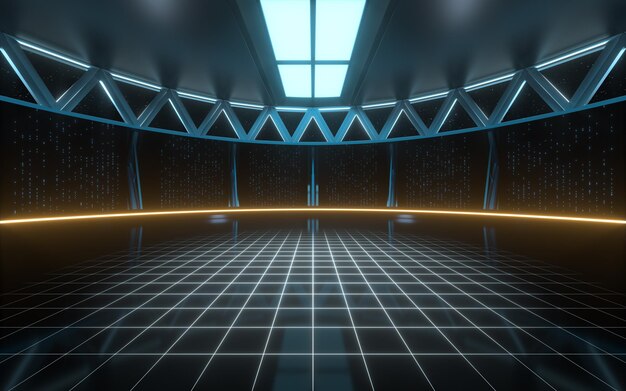 Lege ronde science fiction kamer 3D-rendering