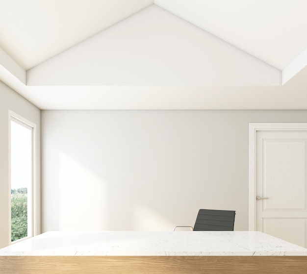 Lege ruimte in Scandinavische stijl met bureauruimte. 3D-rendering