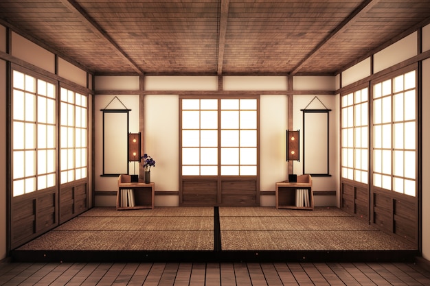 Lege ruimte Japanse stijl. 3D-rendering