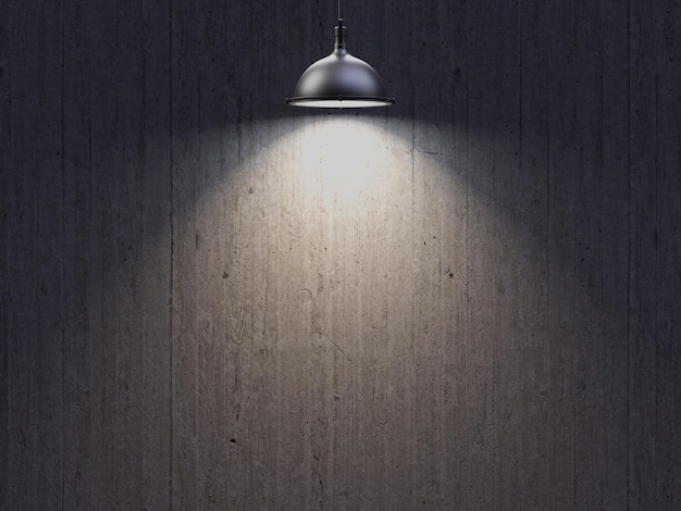 Lege Ruimte Lamp Boven Plafondlamp Verlicht Betonnen Kleur Muur Achtergrond 3D Render