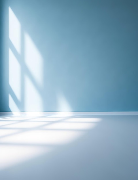 Lege ruimte met een raam Lichtblauwe lege muur AI gegenereerd