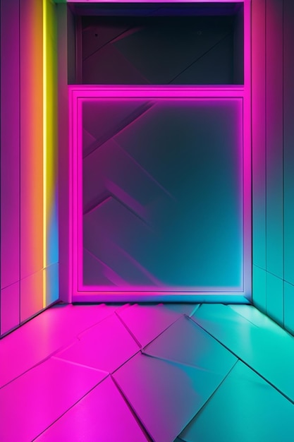 Lege ruimte Vloer- en wandachtergrond met neonkleurige toon