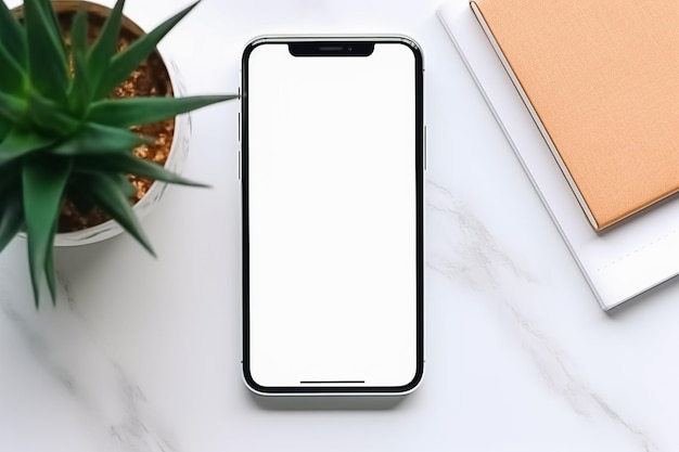 Lege Screen Phone Mockup op de tafel Ai gegenereerd