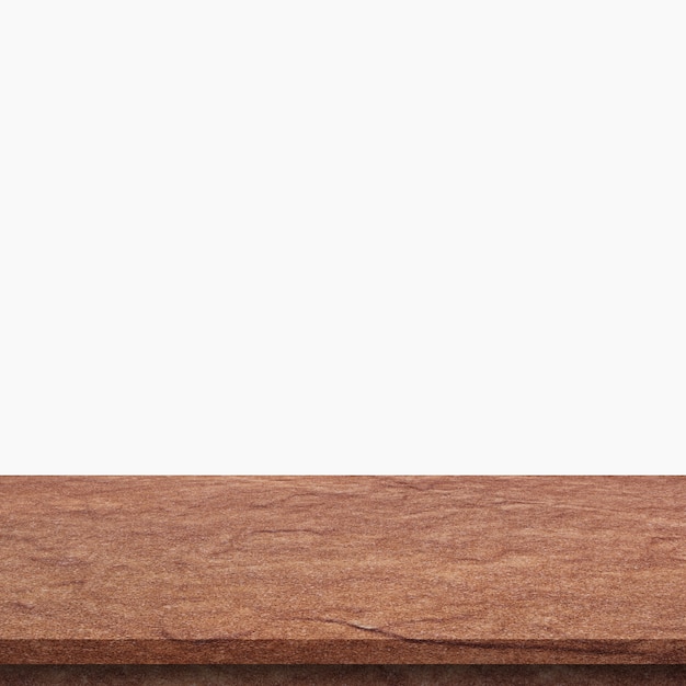 Lege stenen tafelblad op geïsoleerde wit, sjabloon mock voor weergave van product.
