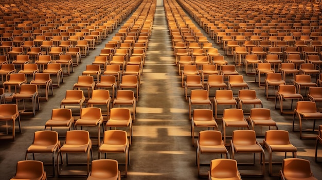 Foto lege stoelen in het auditorium van de vintage toon van de conferentiezaal