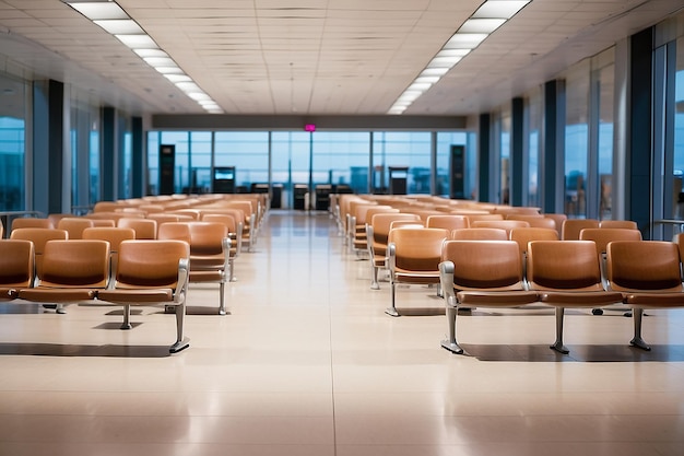 lege stoelen op een lege luchthaven