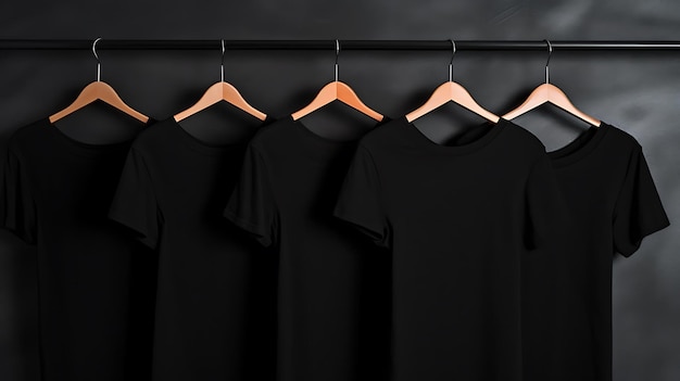 Lege t-shirts die aan hangers hangen