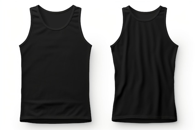 Lege tanktop kleur zwart voor- en achteraanzicht