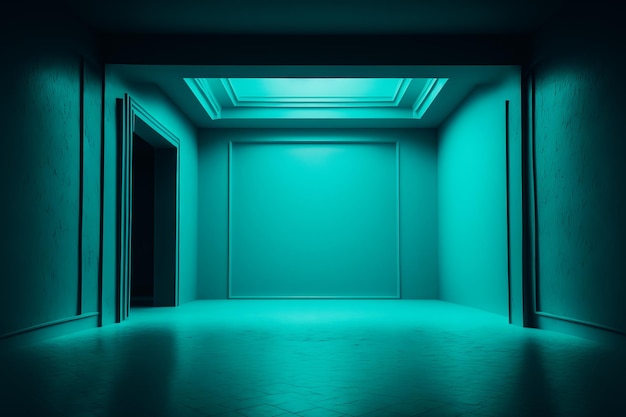 Lege turquoise grote kamer degradade