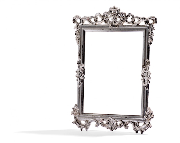 Lege vintage decoratieve zilveren frame, op wit