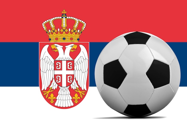 Lege Voetbalbal met het nationale teamvlag van Servië