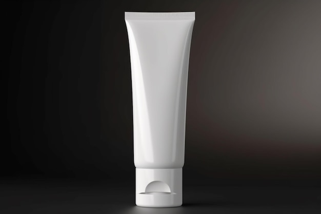 Lege witte cosmetische buis mockup op zwarte achtergrond 3D-rendering