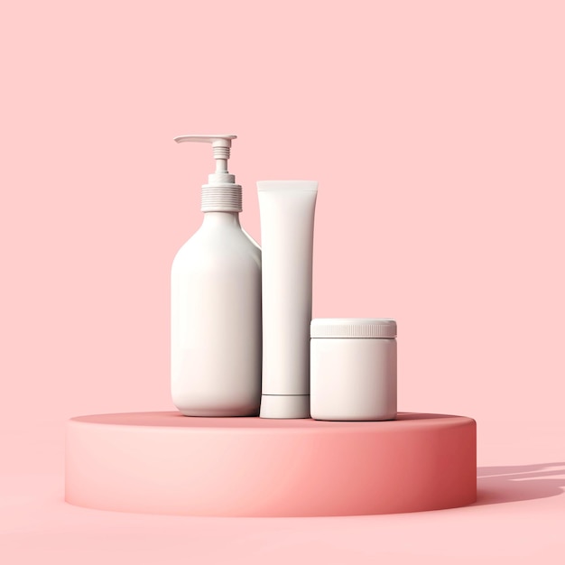 Lege witte cosmetische huidverzorging make-up containers 3D Render