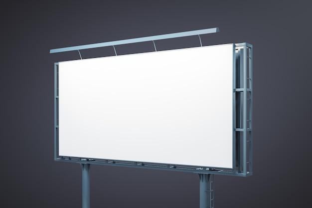 Lege witte horizontale billboard geïsoleerd op donkere achtergrond perspectief weergave Mock up 3D-rendering