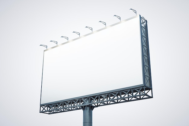 Lege witte horizontale billboard geïsoleerd op lichte achtergrond perspectief weergave Mock up 3D-rendering