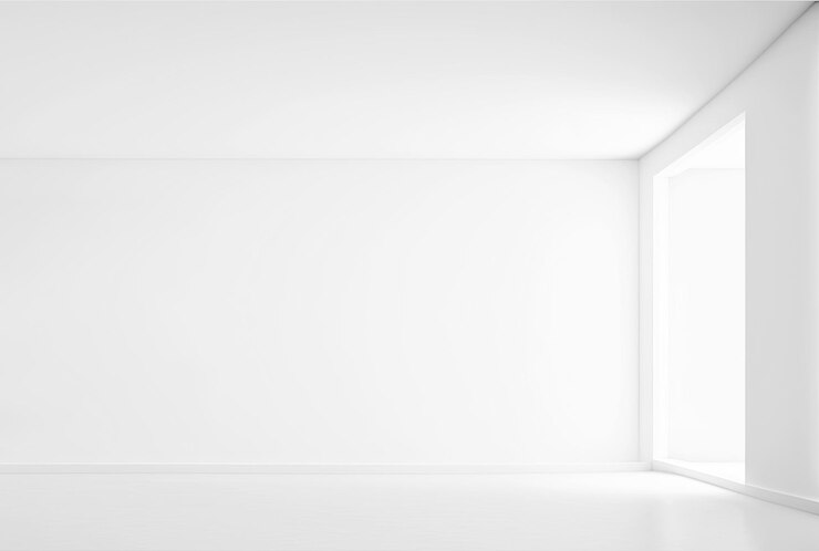 Foto lege witte interieur kamer achtergrond muur mockup lege witte muren hoek en witte houten vloer hedendaagse 3d-rendering