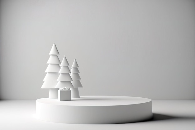 Lege witte kerst product podium voetstuk achtergrond 3D-rendering