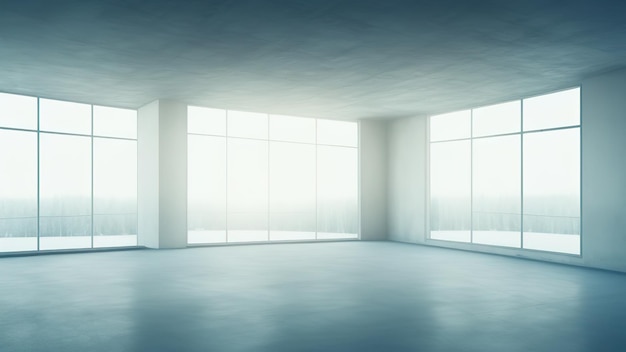 Lege witte muur in betonnen office3D-rendering