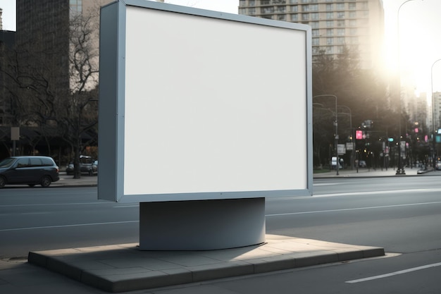 Lege witte reclame display billboard in een stad straat Promotie poster mock up Generative ai