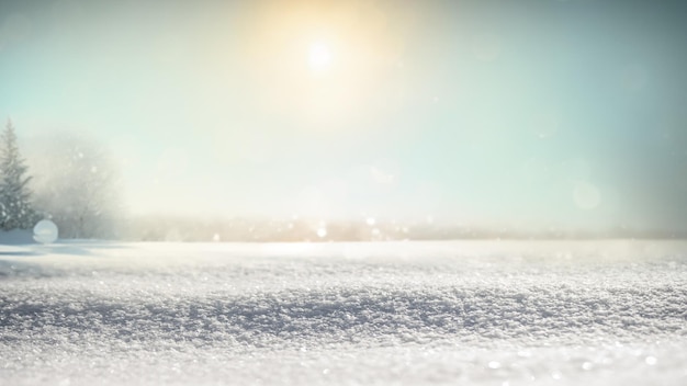 Lege witte sneeuw met wazige achtergrond met bokeh lichte achtergrond