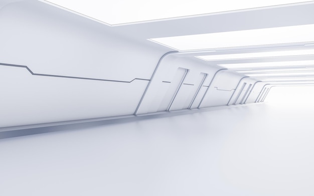 Lege witte tunnel met futuristische stijl 3D-rendering