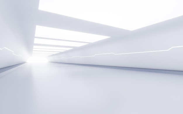 Lege witte tunnel met futuristische stijl 3D-rendering