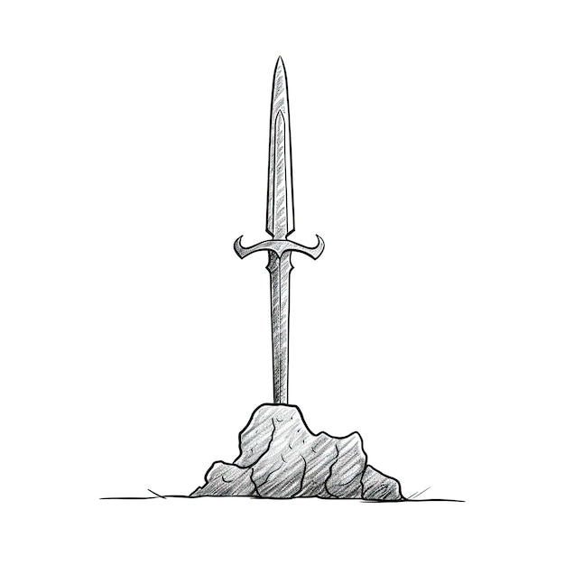 Legend Excalibur sword in the stone ai generated