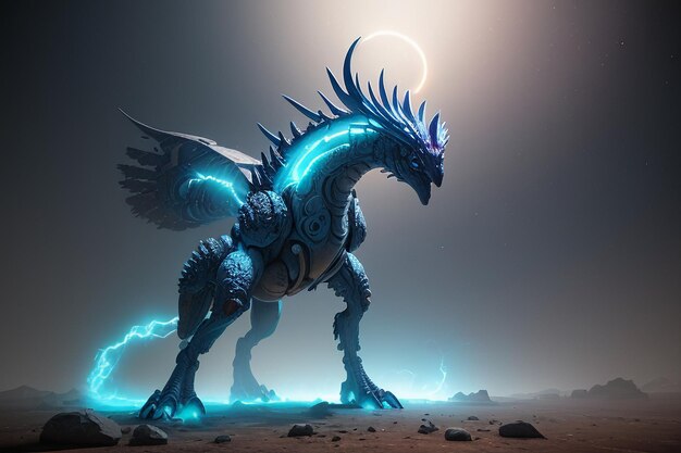 Legendary dragon illustration background wallpaper pegasus monster design with lightning wings