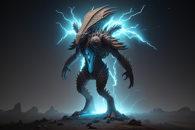 Legendary dragon illustration background wallpaper pegasus monster design with lightning wings
