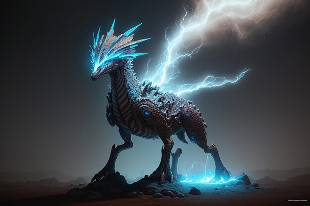 Legendary dragon illustration background wallpaper pegasus monster design with lightning wings