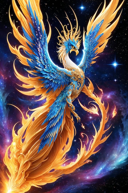 Legendary phoenix in the outer space