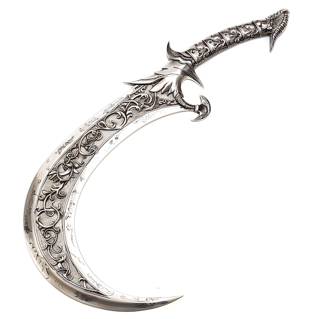 Legendary Sickle of Silver Featuring a Blade That Is Both Sh Game Asset 3D Isolated Design Concept