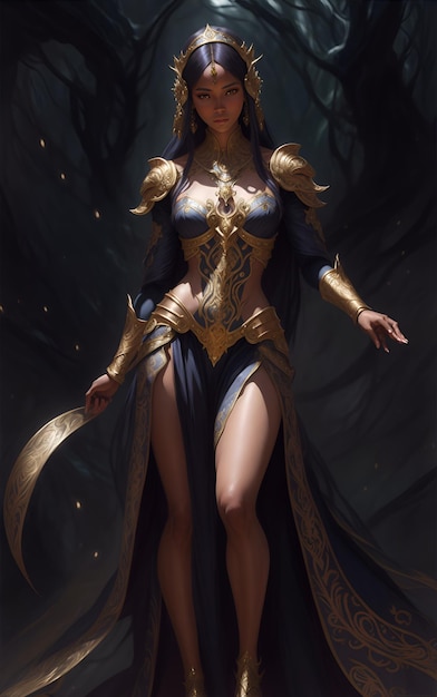 A legendary warrior woman wearing a wonderful costume