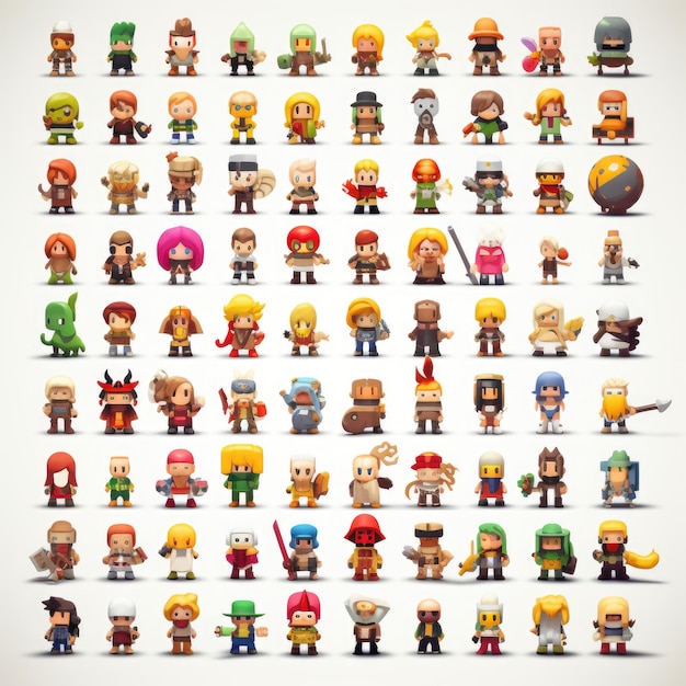 The Legends Unveiled 100 Iconic Game Characters in Low Res 8Bit Pixel Art on a 100 White Backgrou