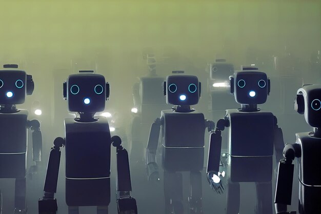 Leger van robots Futuristisch technologieconcept Digitale 3d Illustratie