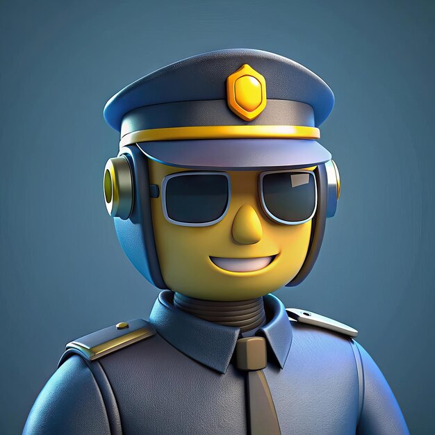 Photo a lego character with sunglasses and a yellow button on his head