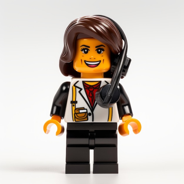 Lego Female Customer Service Representative Figure On White Background