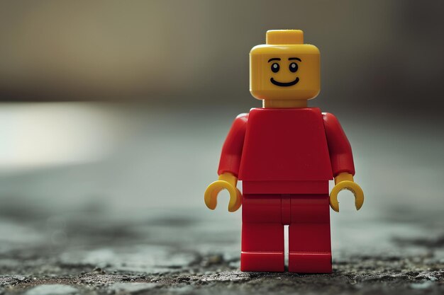 Photo a lego figure standing on a rock