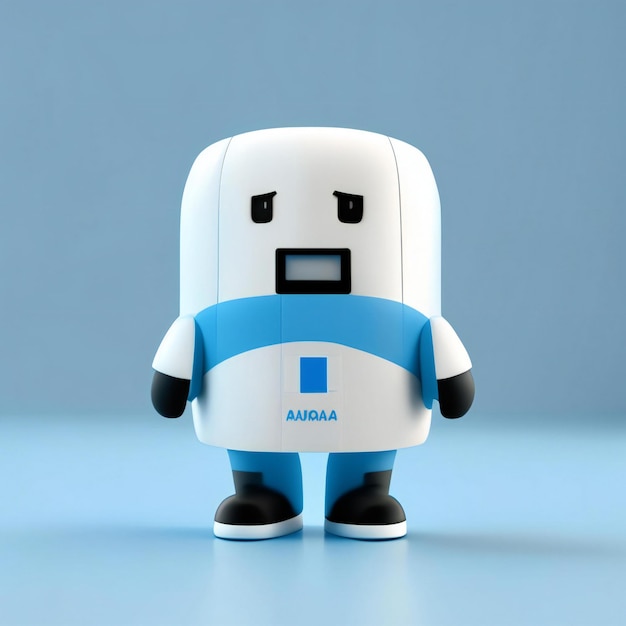 a lego figure with a blue and white shirt that says " sushi " on it.