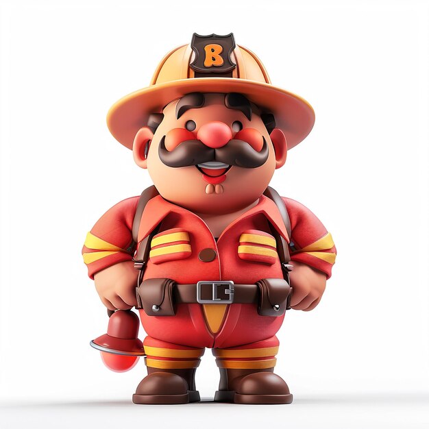 消防士の帽子と消防ホースを持つレゴの消防士
